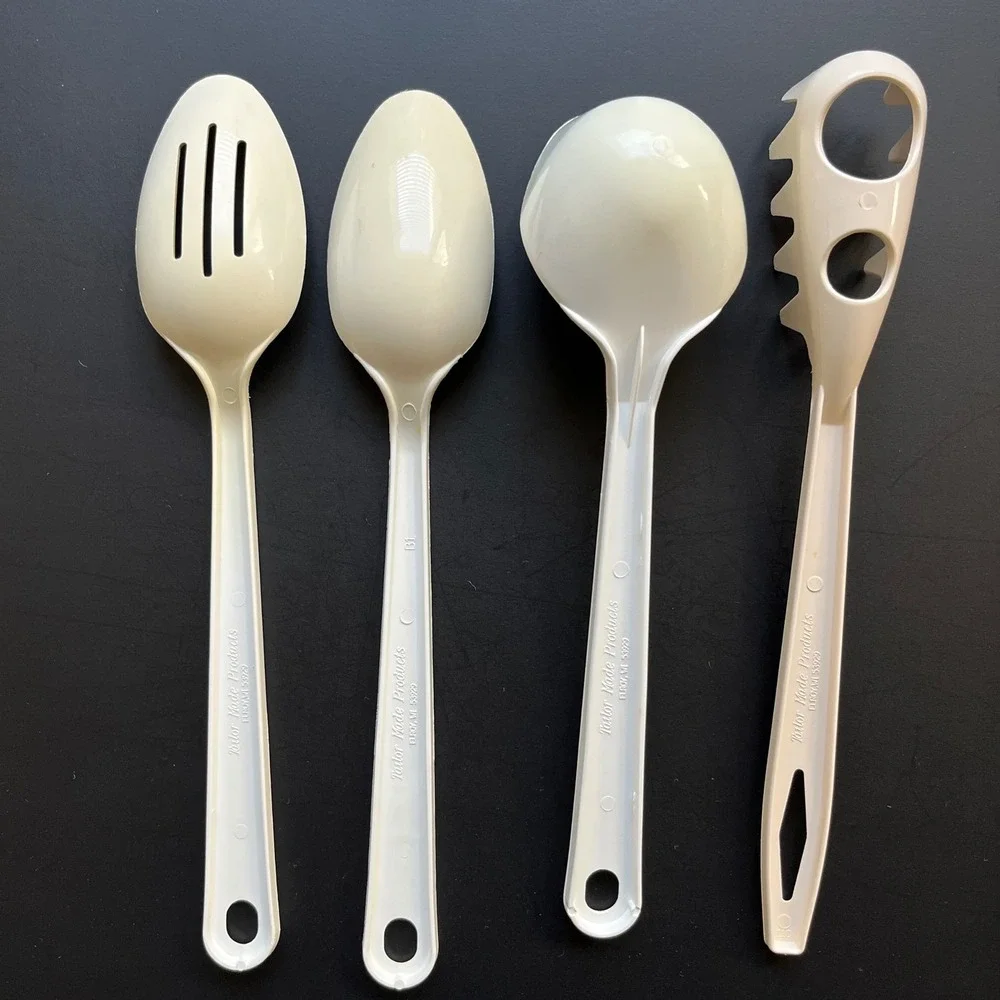 VTG Tailor Made Lot of 4 Kitchen Utensils White Cream Durable Cooking Nylon